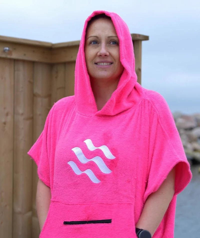 Watery Badeponcho für Erwachsene - Baumwolle - Rosa