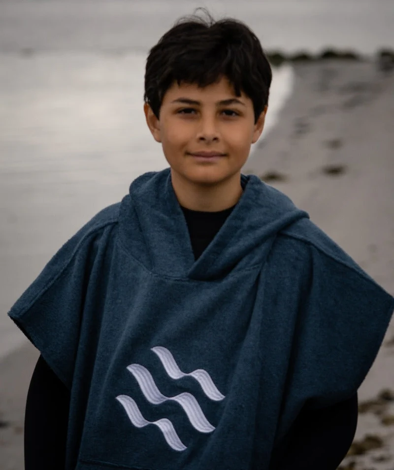 Watery Badeponcho für Junioren (6-15) - Baumwolle - Dunkelblau