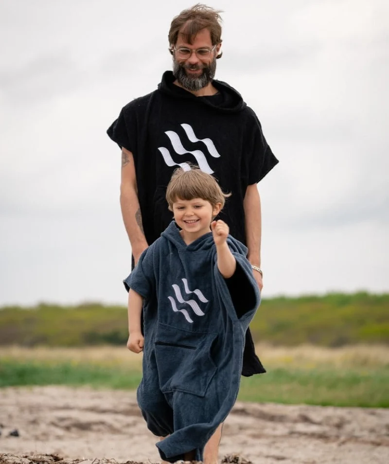 Watery Badeponcho für Junioren (6-15) - Baumwolle - Dunkelblau