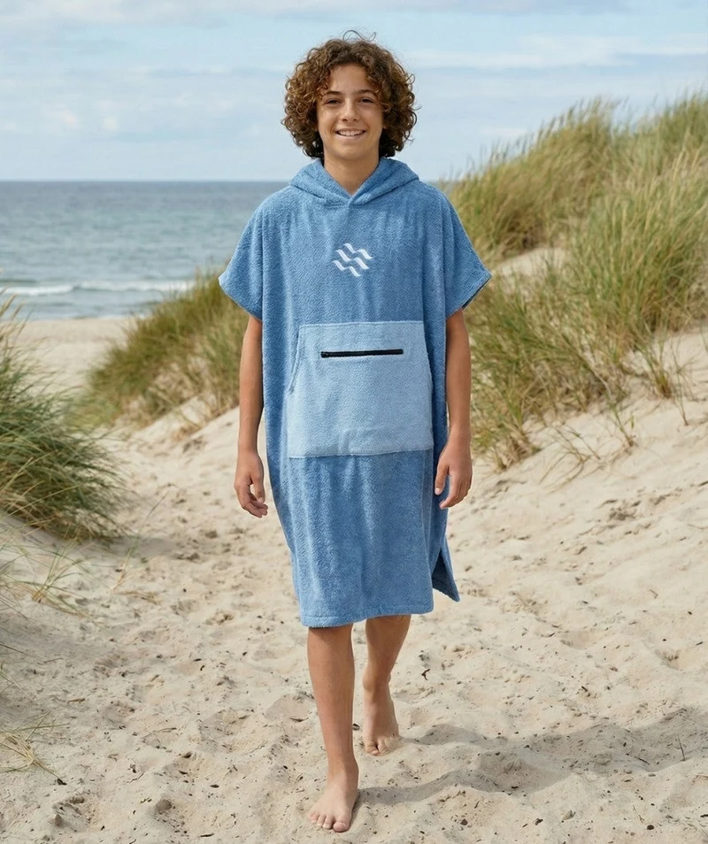 Watery Badeponcho für Junioren (6-15) - Baumwolle - Atlantic Blue