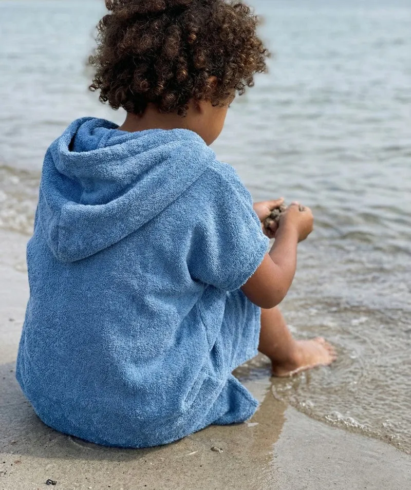 Watery Badeponcho für Kinder (1-6) - Baumwolle - Atlantic Blue