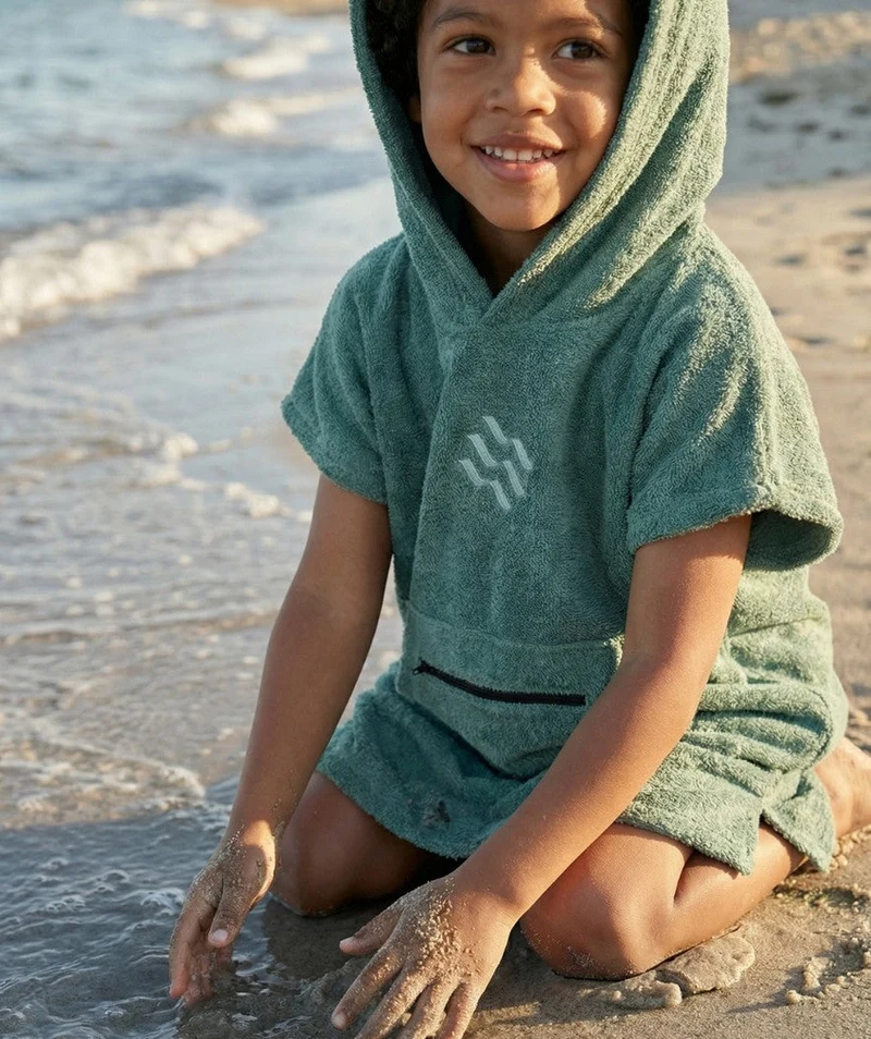 Watery Badeponcho für Kinder (1-6) - Baumwolle - Forest Green