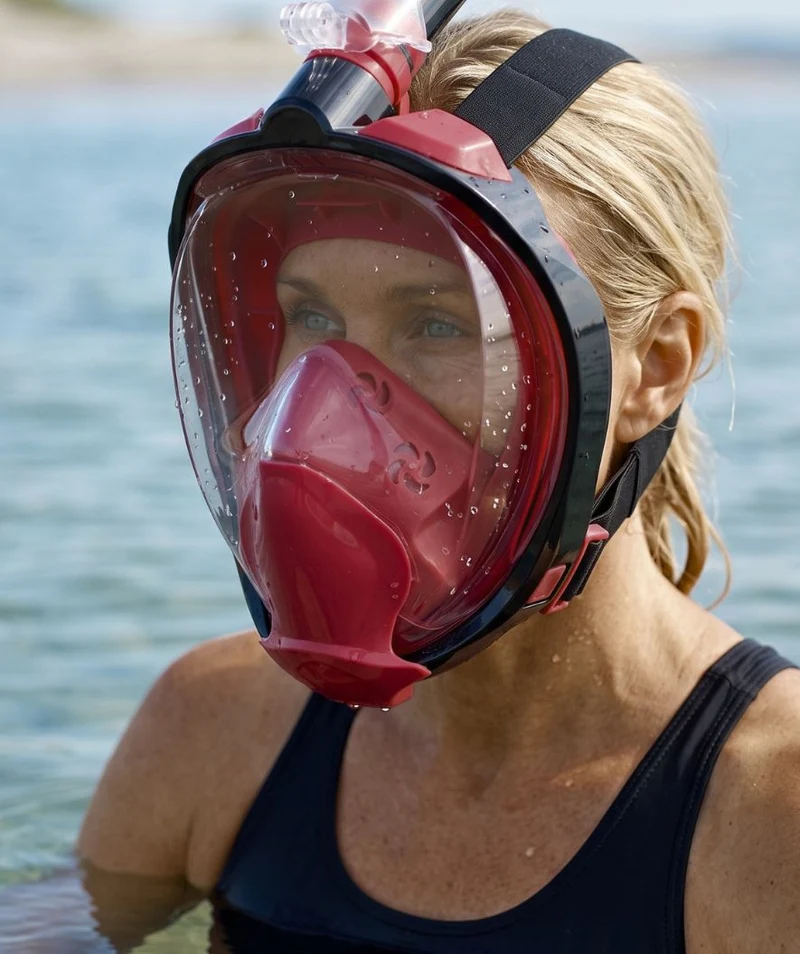 Watery Vollgesichtstauchmaske für Erwachsene - Ocean Pro - Rot