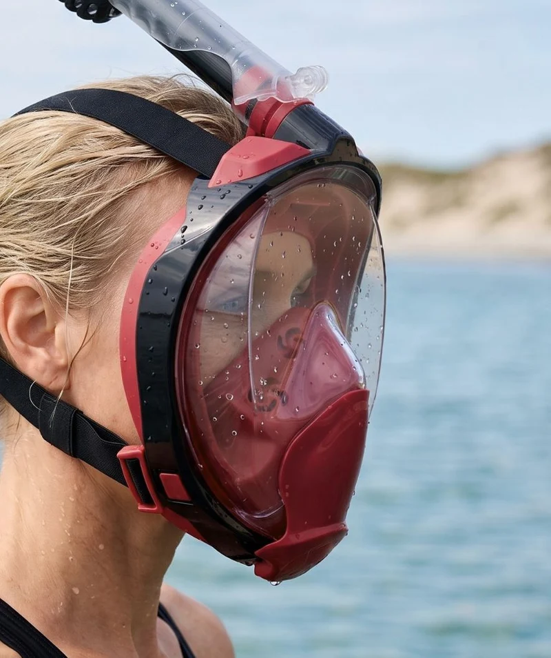 Watery Vollgesichtstauchmaske für Erwachsene - Ocean Pro - Rot