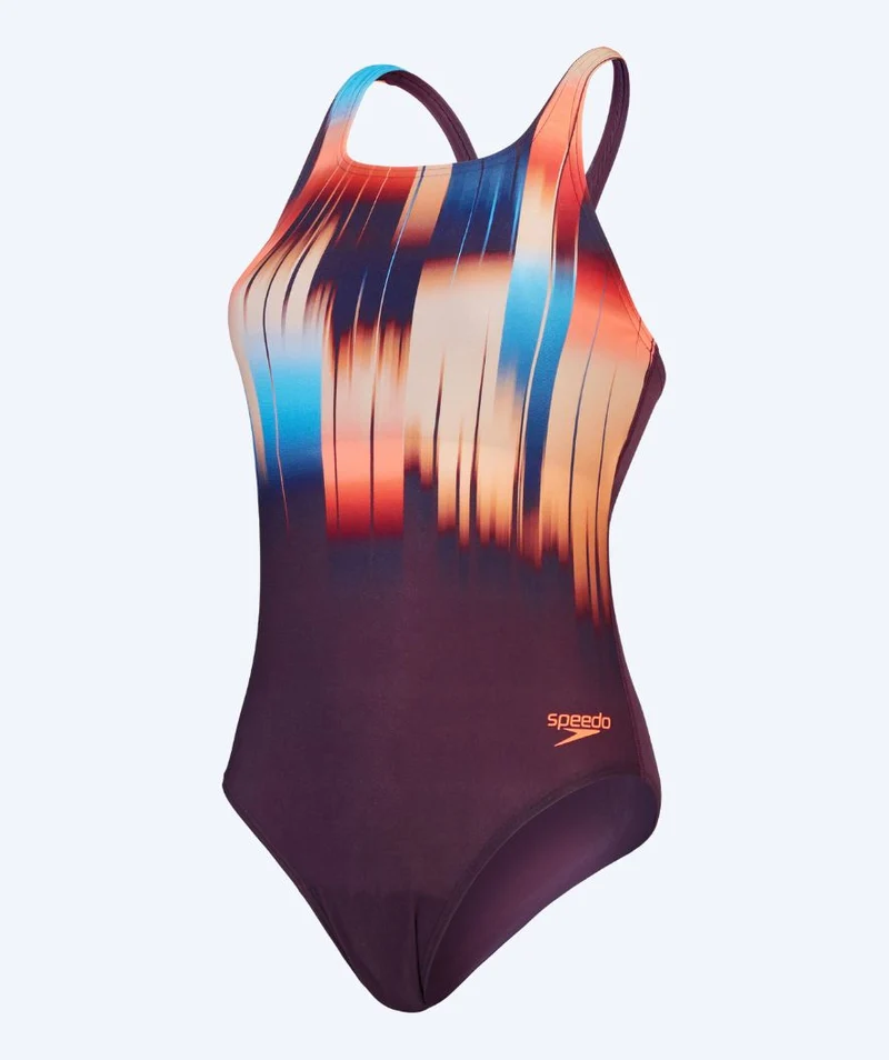 Speedo Badeanzug für Damen - Digital Printed Medalist - Lila/Orange