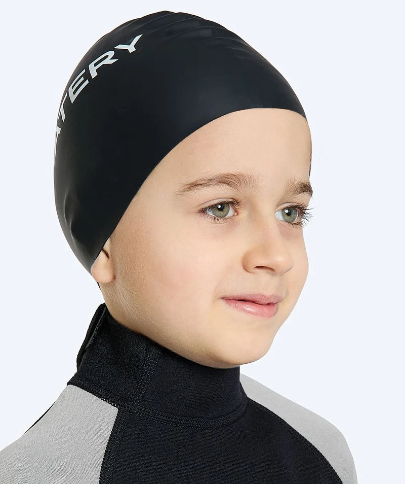 Watery Badekappe für Kinder (3-10) - Signature - Schwarz