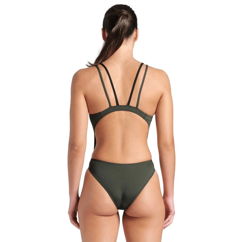 Arena Women's Team Swimsuit Tech Back Multi - Asphalt/Bright Coral