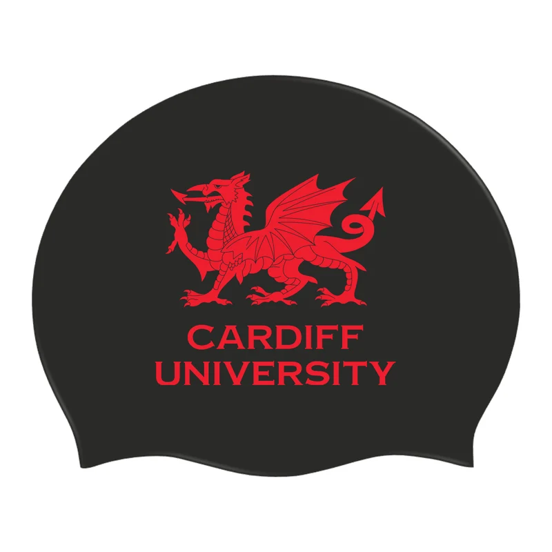 Cardiff University Silicone Suede Swimming Cap - Black