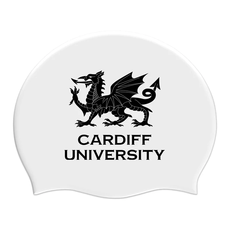 Cardiff University Silicone Suede Swimming Cap - White