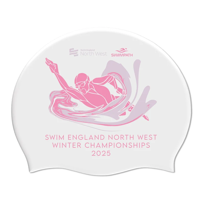 Swim England North West Winter Championships 2025 Silicone Suede Swimming Cap - White