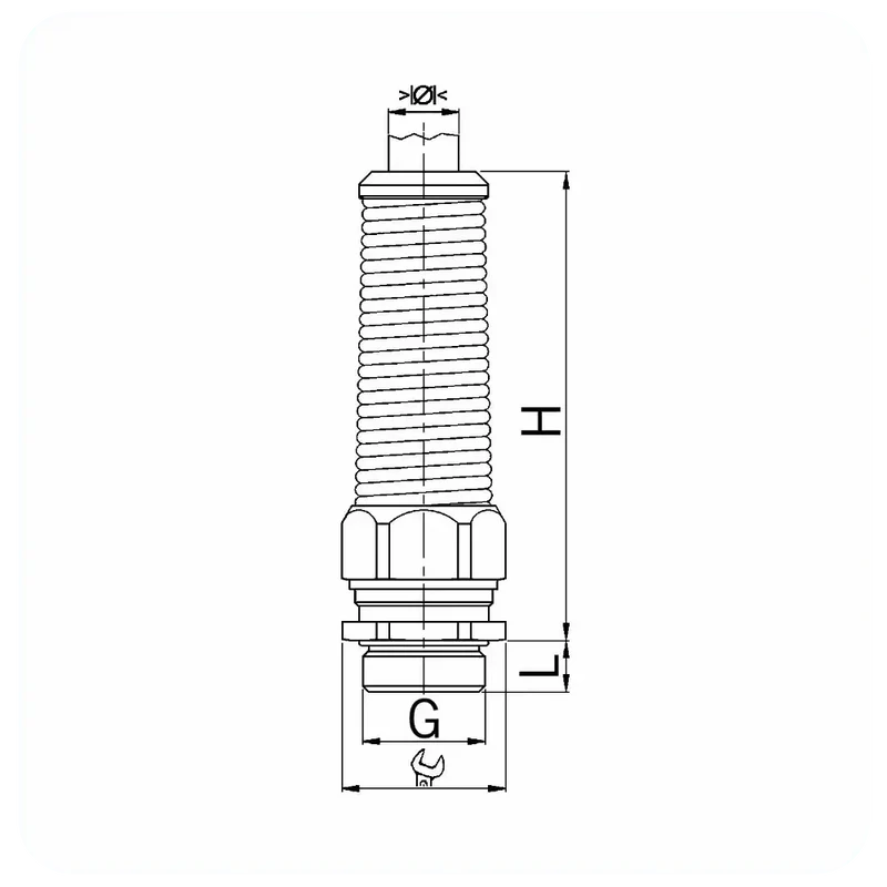 WAM Sealing Gland w. protection spring nickelplated M12x1.5