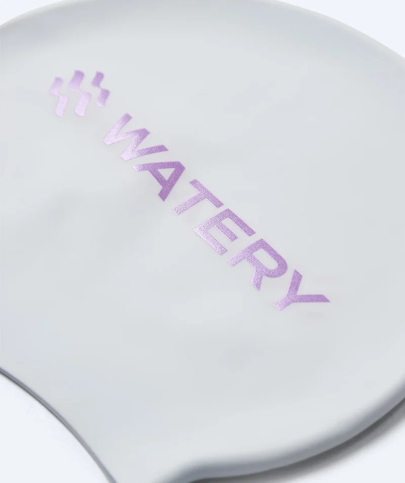 Watery Badekappe - Signature Metallic - Weiß/Lila
