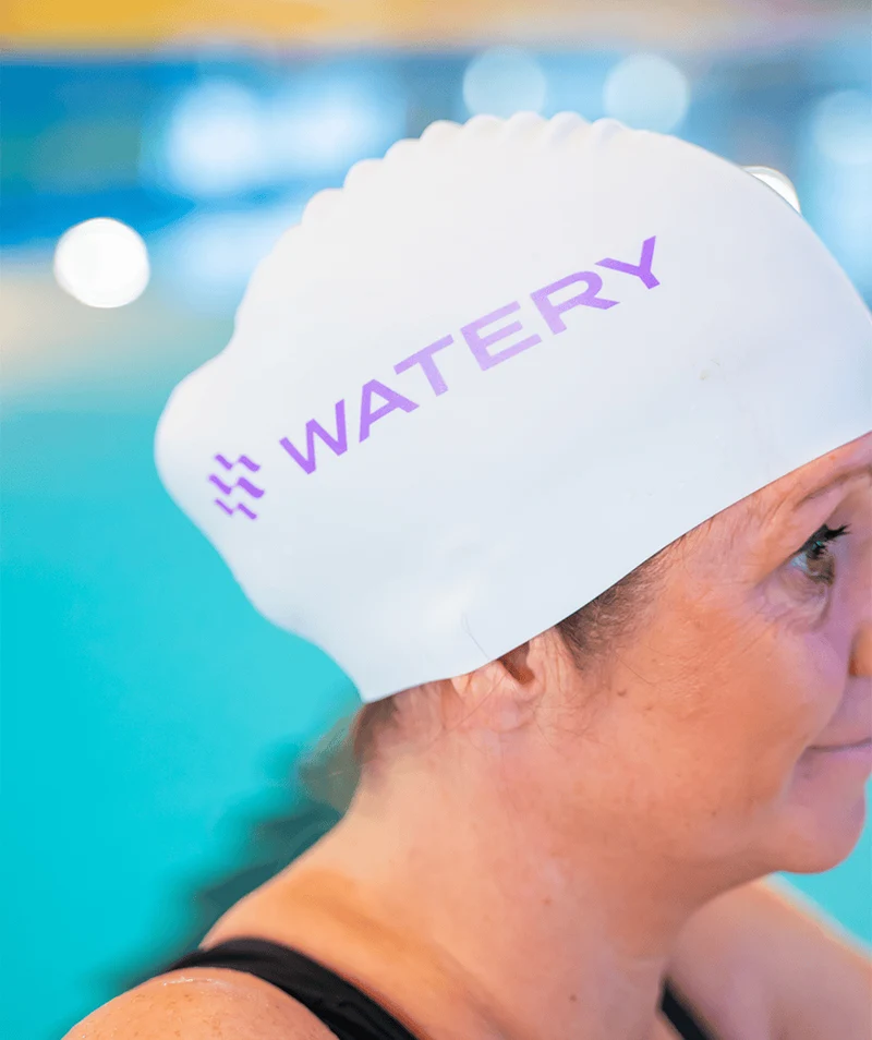 Watery Badekappe - Signature Metallic - Weiß/Lila