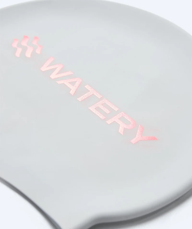 Watery Badekappe - Signature Metallic - Weiß/Hellrosa