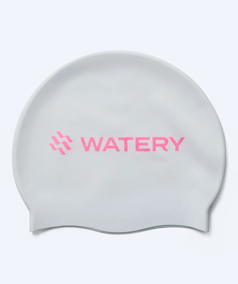 Watery Badekappe - Signature Metallic - Weiß/Rosa
