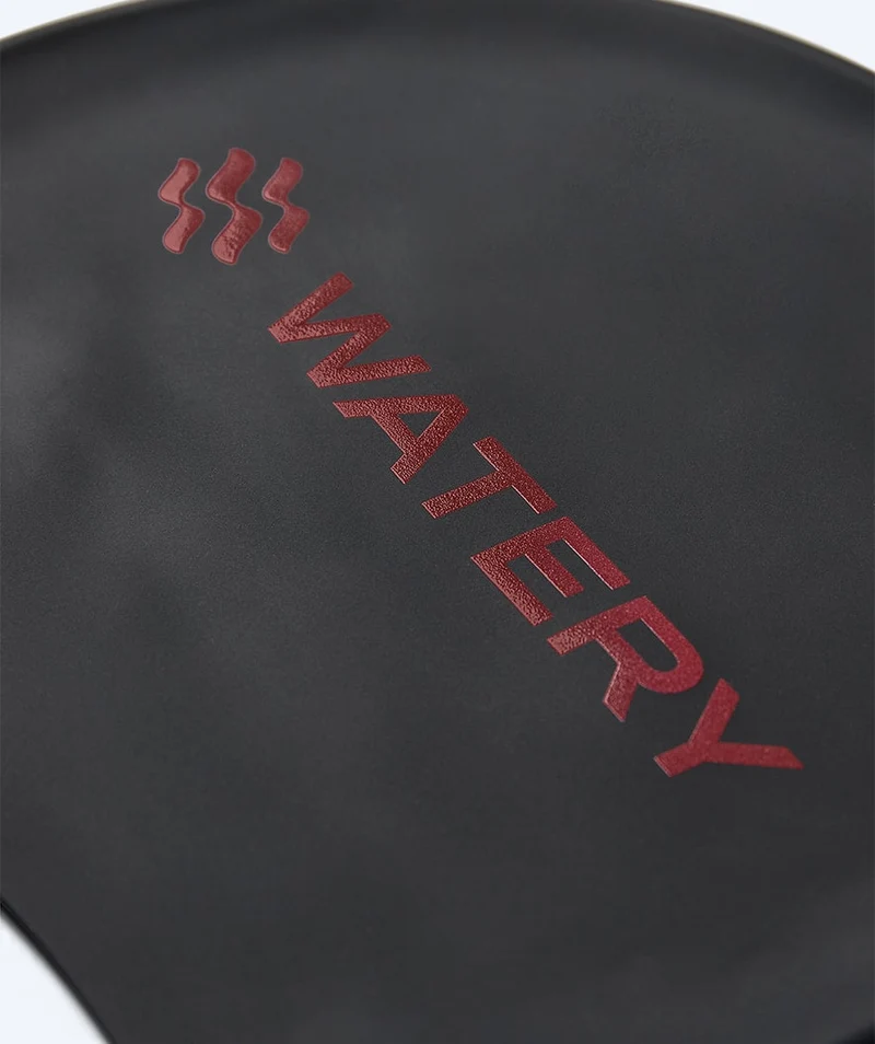 Watery Badekappe - Signature Metallic - Schwarz/Rot