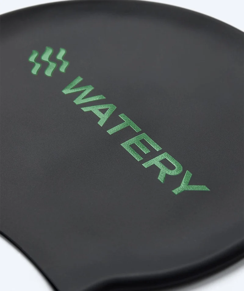 Watery Badekappe - Signature Metallic - Schwarz/Grün
