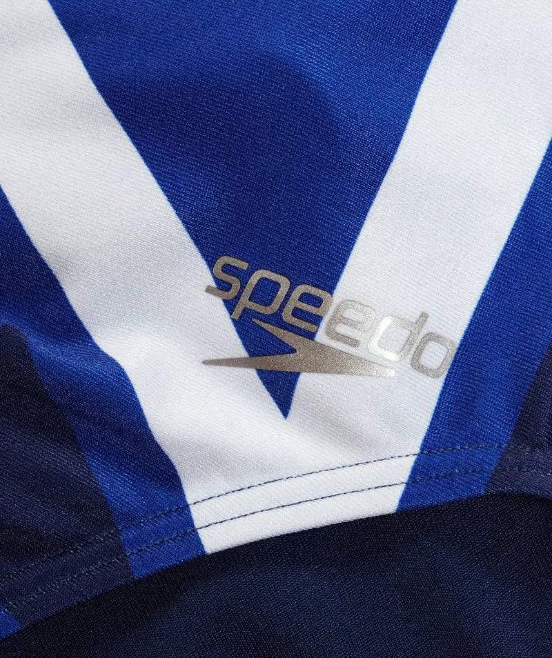Speedo Badeanzug für Damen - Placement Digital V-Back - Dunkelblau/Rot