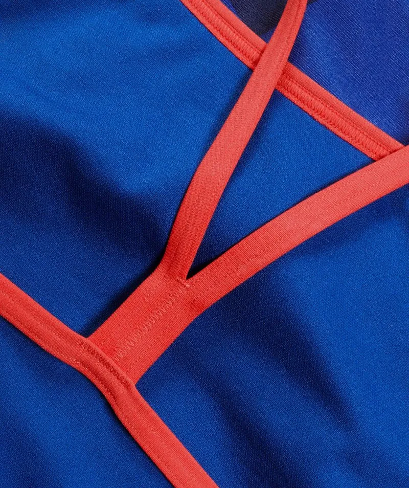 Speedo Badeanzug für Damen - Placement Digital V-Back - Dunkelblau/Rot