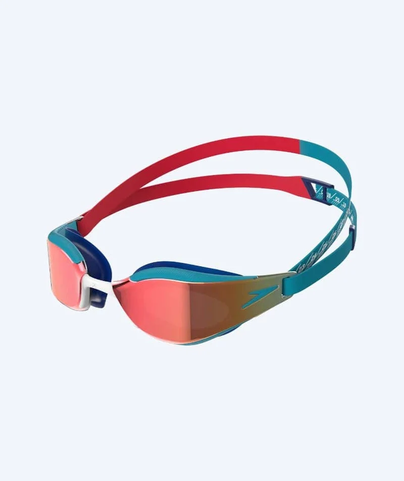 Speedo Wettkampf Schwimmbrille für Kinder (6-14) - Fastskin Hyper Elite Mirror - Rot/Blau