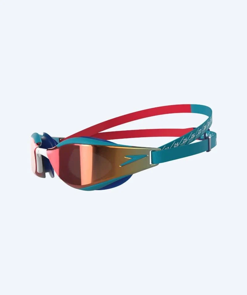 Speedo Wettkampf Schwimmbrille für Kinder (6-14) - Fastskin Hyper Elite Mirror - Rot/Blau