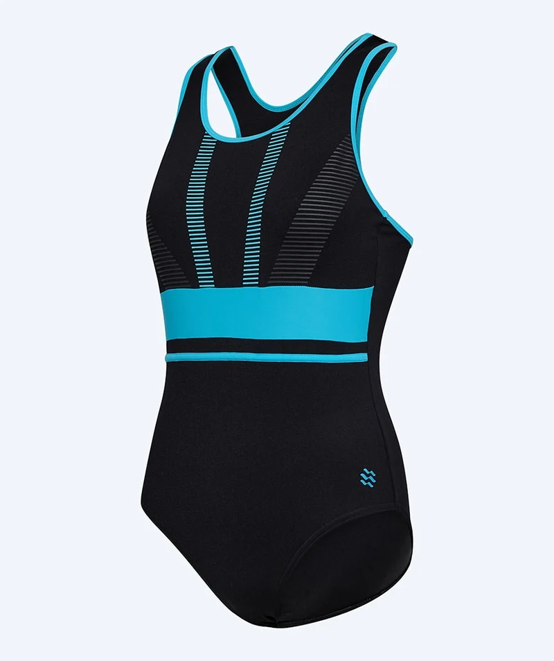 Watery Badeanzug für Damen - Conway - Schwarz/Hellblau