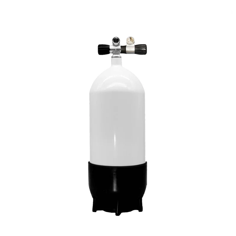 12 L Tauchflasche kurz Stahl - 2 Abgänge 232 bar weiß