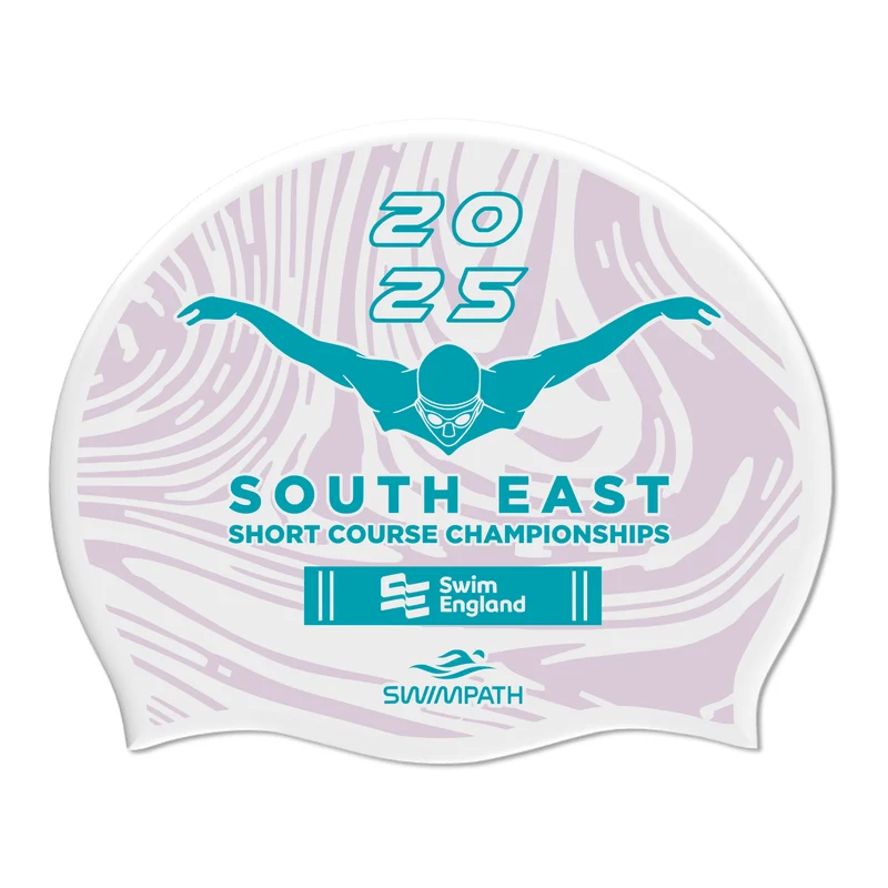 Swim England South East Short Course Championships 2025 Silicone Suede Swimming Cap - White