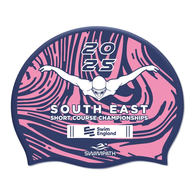 Swim England South East Short Course Championships 2025 Silicone Suede Swimming Cap - Navy