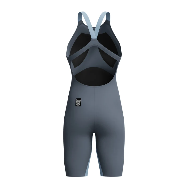 Speedo Fastskin LZR Pure Valor 2.0 Openback Womens Kneeskin - Grey Lead/Acadia Blue