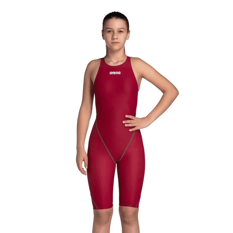 Arena Powerskin ST NEXT Junior Girls Open Back Kneeskin - Deep Red