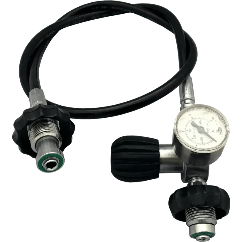 Decanting hose INOX w/ Manometer black 1m G5/8