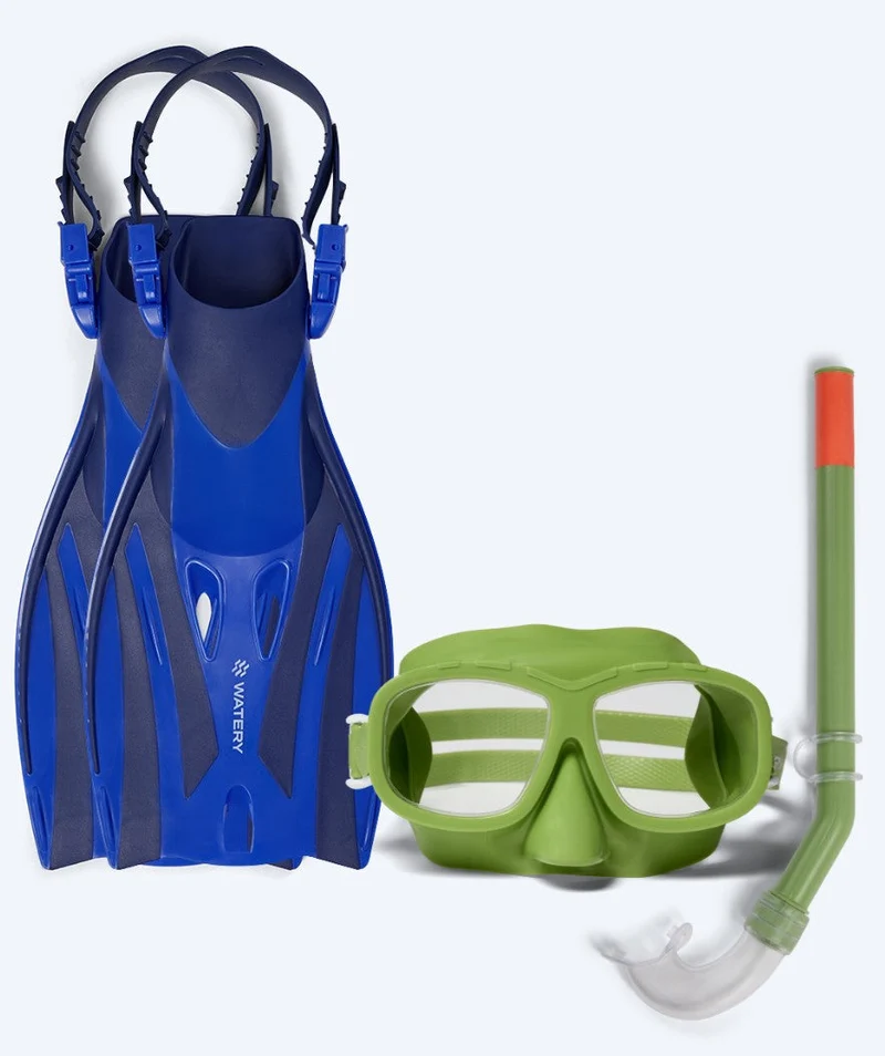 Watery Schnorchelset für Kinder (4-10) - Shack/Wyre - Grün/Blau