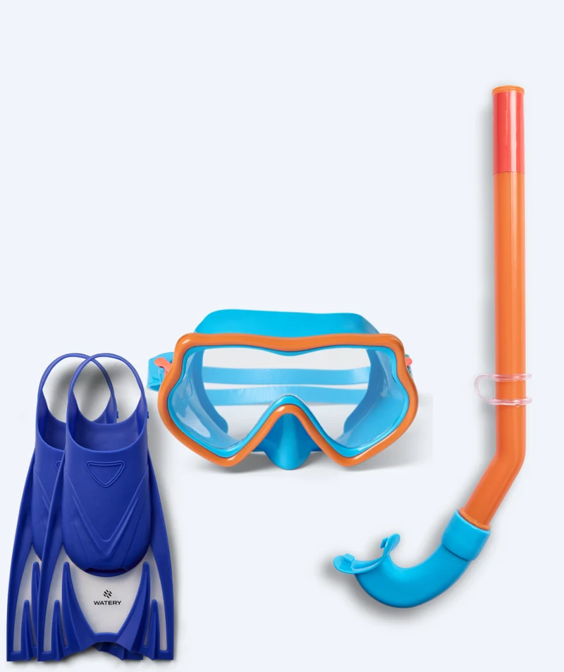 Watery Schnorchelset für Kinder (4-10) - Pulina/Bimasha - Orange/Dunkelblau