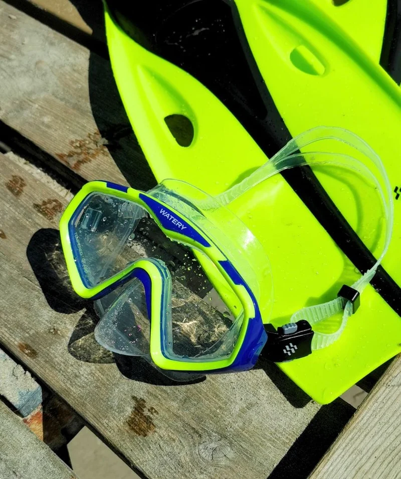 Watery Tauchmaske für Erwachsene (ab 15 Jahre) - Leach Pro - Blau/Gelb