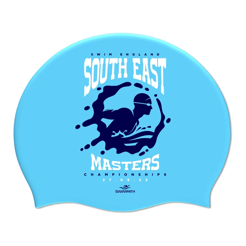 Swim England South East Masters Championships 2025 Silicone Suede Swimming Cap - Sky Blue