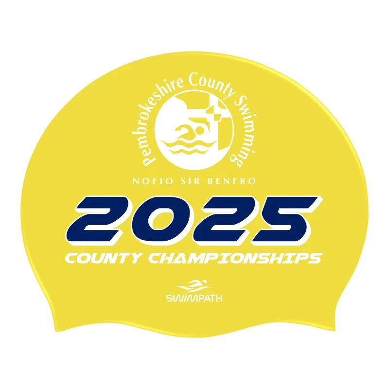 Pembrokeshire County Championships 2025 Silicone Suede Swimming Cap - Yellow