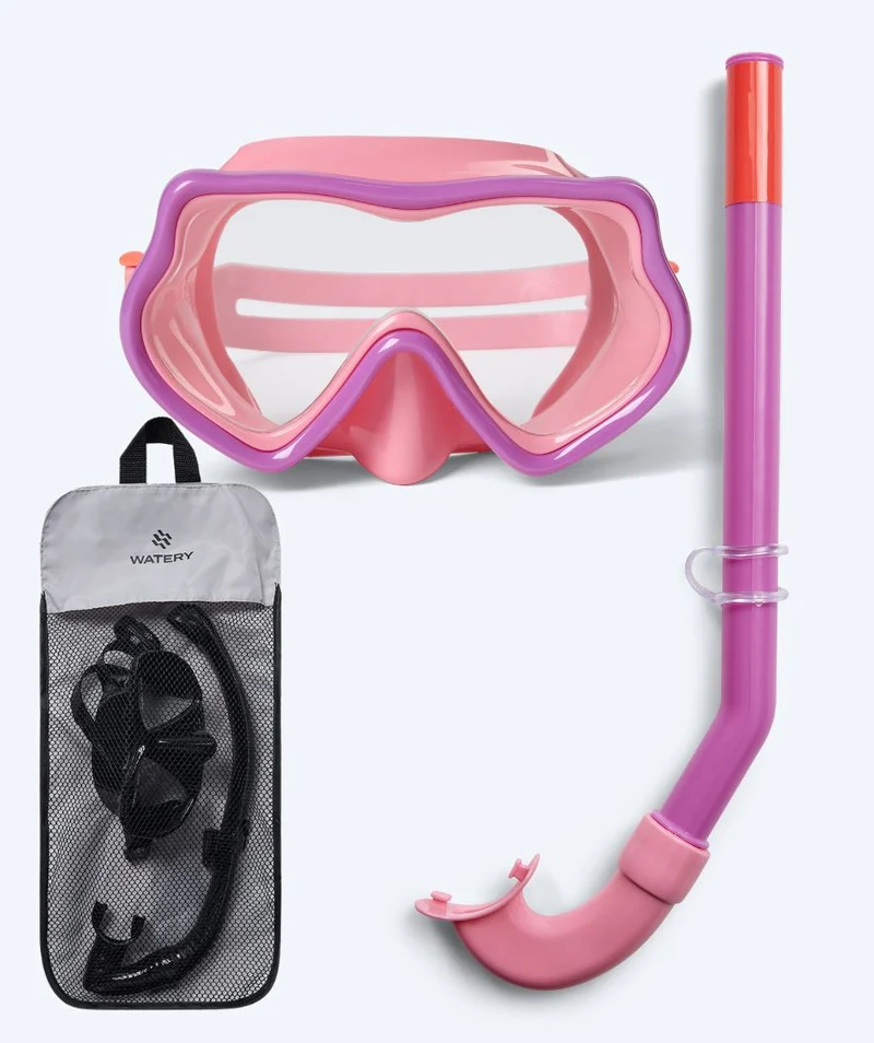 Watery Combo Schnorchelset für Kinder (4-10) - Pulina - Hellrosa/Lila
