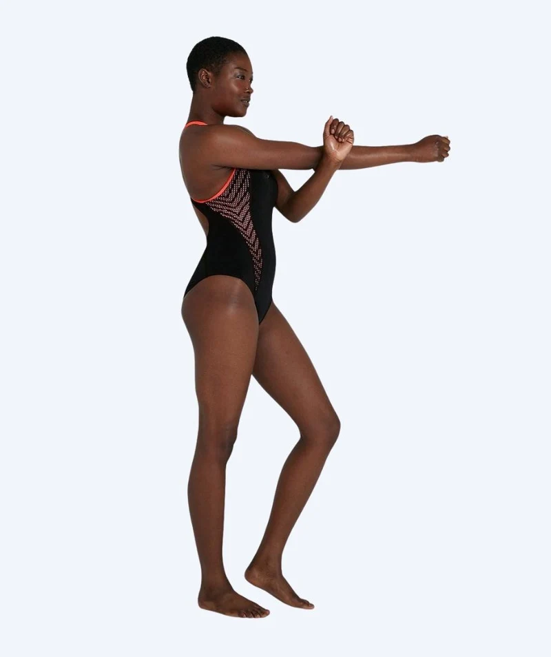 Speedo Badeanzug für Damen - Placement Laneback - Schwarz