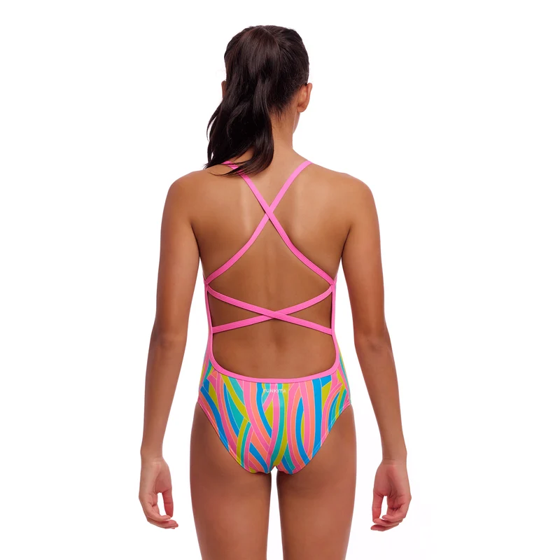 Funkita Swirly Straws Strapped In Girls Swimsuit