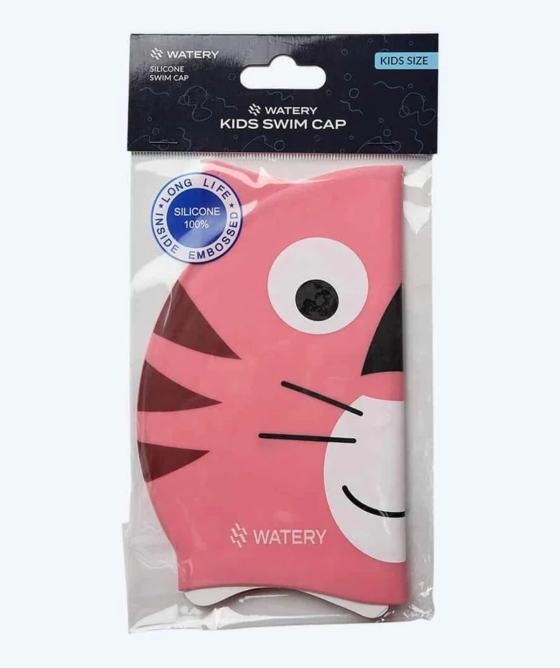 Watery Badekappe für Kinder - Dashers - Tiger (Hellrosa)