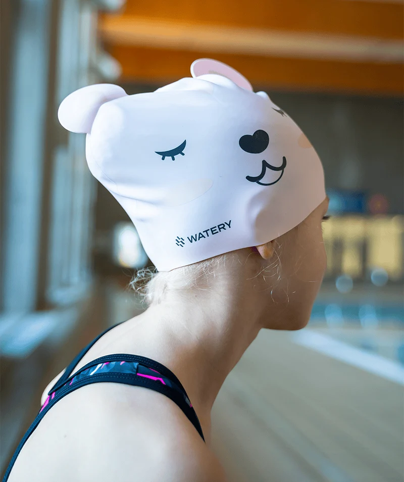 Watery Badekappe für Kinder - Dashers - Teddy (Hellrosa)