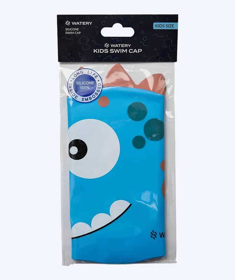 Watery Badekappe für Kinder - Dashers - Dino (Hellblau)