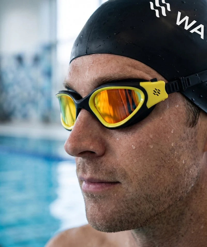 Watery Schwimmbrille für Freizeitschwimmer - Raven Mirror - Schwarz/Gelb