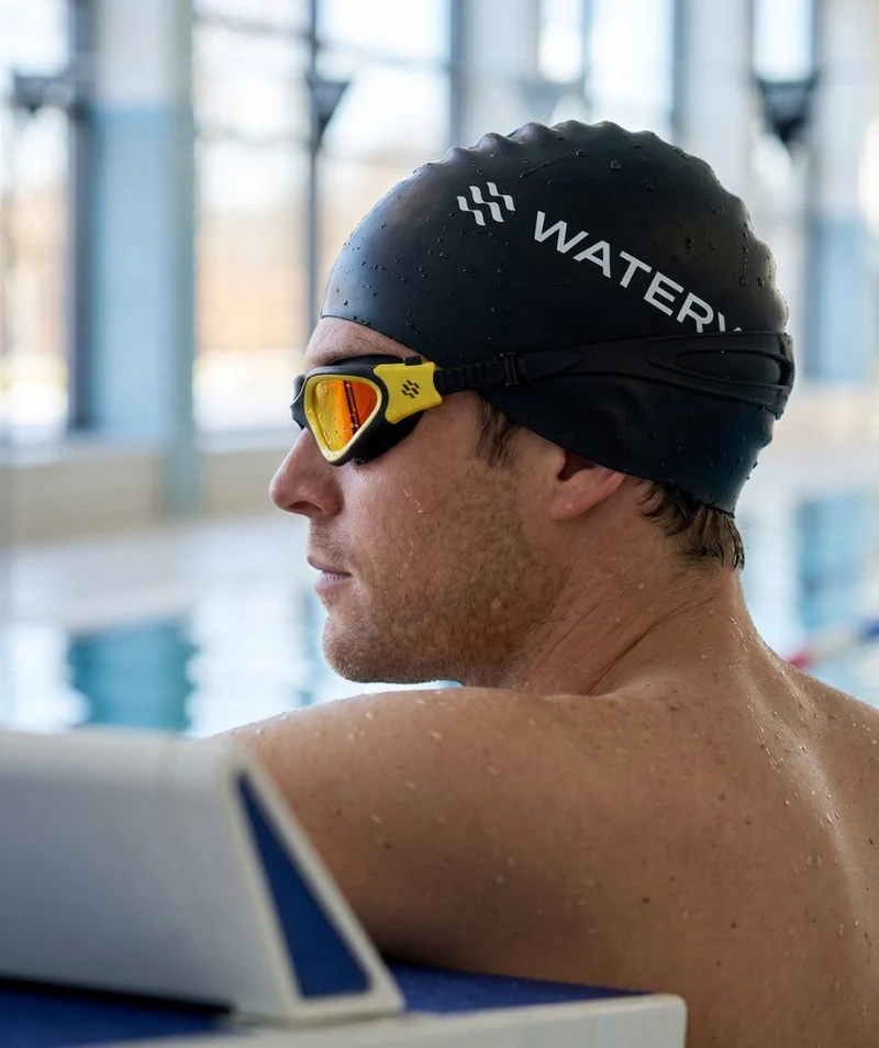 Watery Schwimmbrille für Freizeitschwimmer - Raven Mirror - Schwarz/Gelb