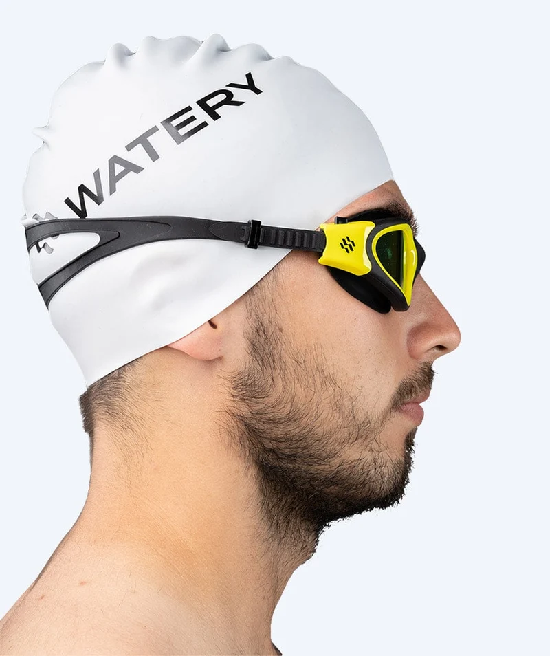 Watery Schwimmbrille für Freizeitschwimmer - Raven Mirror - Schwarz/Gelb
