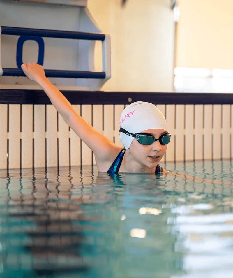 Watery Wettkampf Schwimmbrille für Kinder - Power Lane - Schwarz/Silber