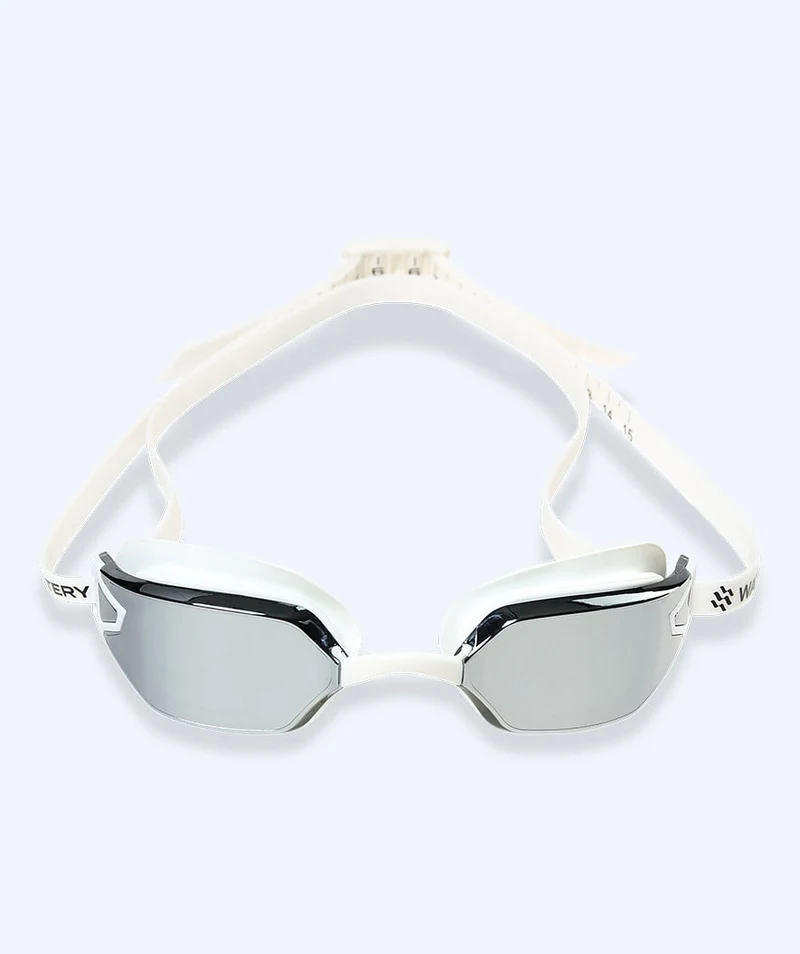 Watery Wettkampf Schwimmbrille für Kinder - Power Lane - Weiß/Silber