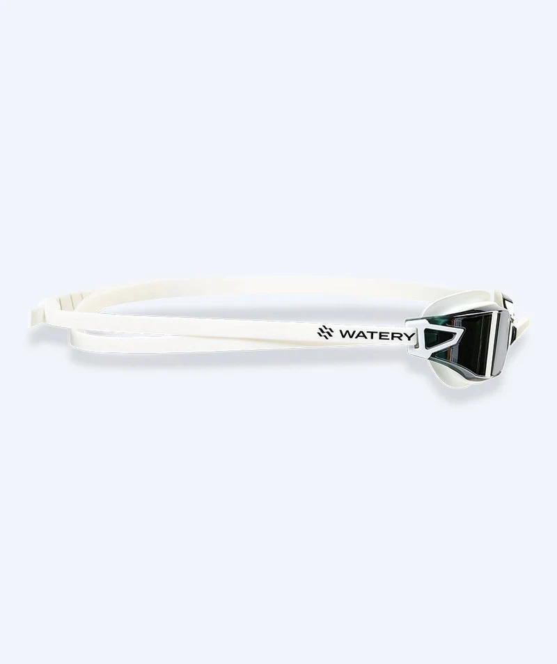 Watery Wettkampf Schwimmbrille für Kinder - Power Lane - Weiß/Silber