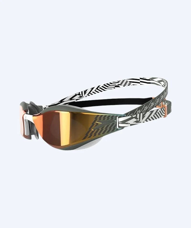 Speedo Elite Schwimmbrillen - Fastskin Hyper Elite Mirror - Schwarz/Grün (Gold Scheiben)